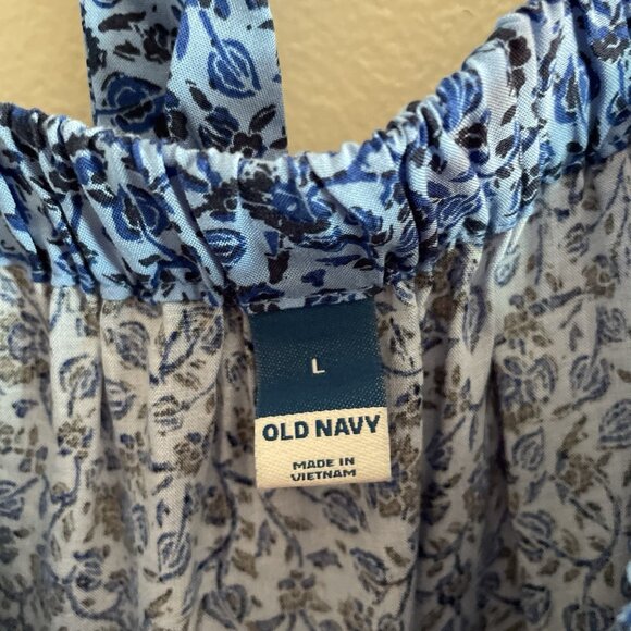 Old Navy Women L Blue Floral Boho Square Neck Tie-Back Cami Swing Blouse NWT - Picture 9 of 12